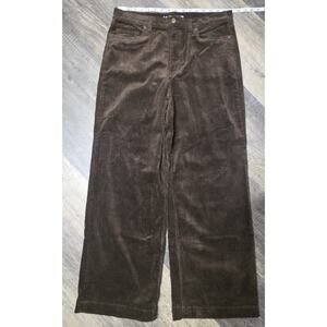 Lands End Corduroy Pants Womens sz 14 Brown Mid Rise Classic Cotton Blend Basic